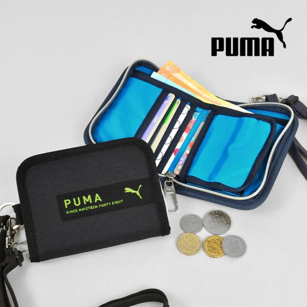 他サイト： 財布 男の子 PUMA キッズ 二つ折り財布 プーマ ラウンドファスナー ストラップ付き 小学生 ジュニア 中学生 高校生 通学 パスケース 小銭入れの商品画像