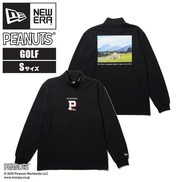 NEW ERA - ニューエラ スヌーピー ゴルフ ウェア 長袖 ハイネック メンズ NEWERA 14344460 Sサイズ ゴルフシャツ Tシャツ 長袖シャツ COOLERA 吸汗 速乾 黒 ブラック 刺繍 プリント おしゃれ ゴルフ好 PEANUTS NEW ERA ニューエラ ゴルフ ウェア 長袖 スヌーピー コラボ S