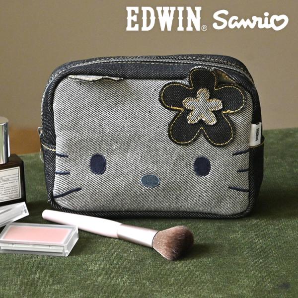SOMETHING（サムシング） ポーチ ハローキティ EDWIN SOMETHING デニム