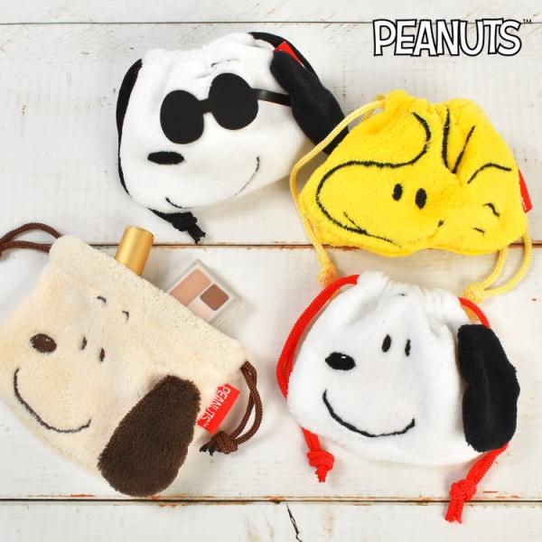 SNOOPY 巾着 ポーチ スヌーピー フェイス ミニポーチ 小物入れ