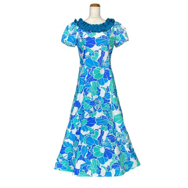 ＜商品情報：サイズ(約)＞ネット限定！ブライダルスペシャル商品！爽やかな色合いにハイビスカス柄が映える南国感溢れる生地です！同系柄のブルーとピンクで両家揃えれば写真もまとまりが出てブライダル感が増します♪ドレスのデザインはAラインで体のライ...