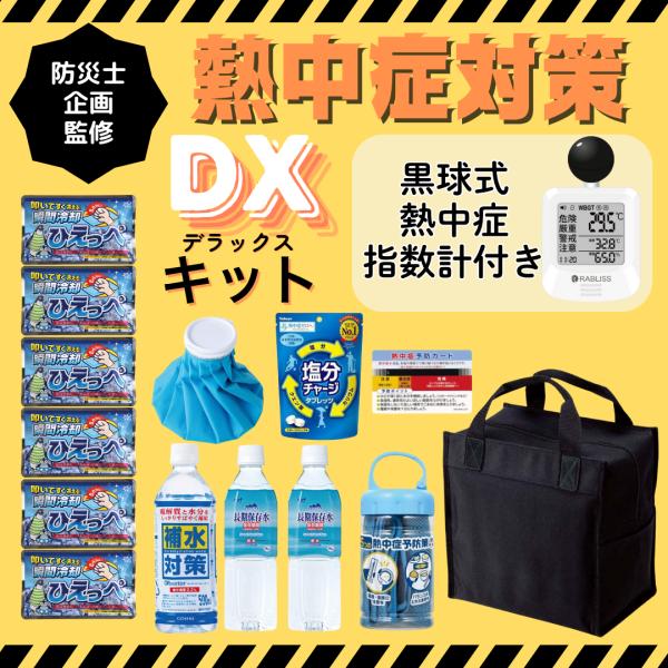 熱中症対策キット 黒球式熱中症指数計付き 職場 現場 義務化 熱中症対策セット デラックス グッズ 保冷バッグ 経口補水 氷のう タオル  塩タブレット 爆買