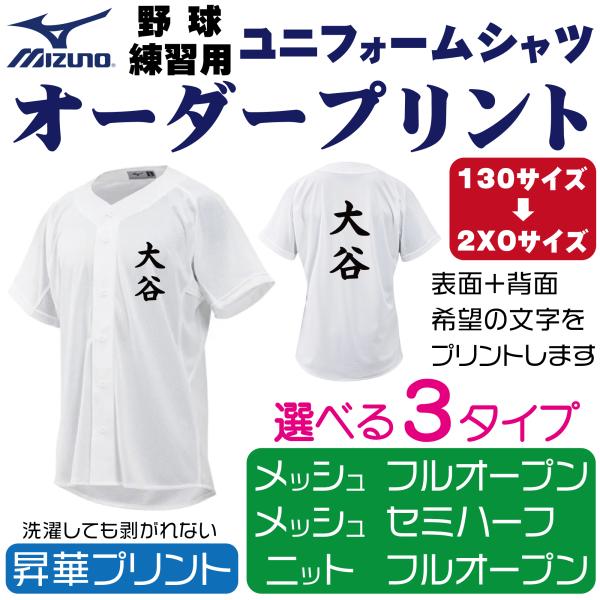 MIZUNO（ミズノ） 【左胸+背面にオーダープリント】野球 練習用