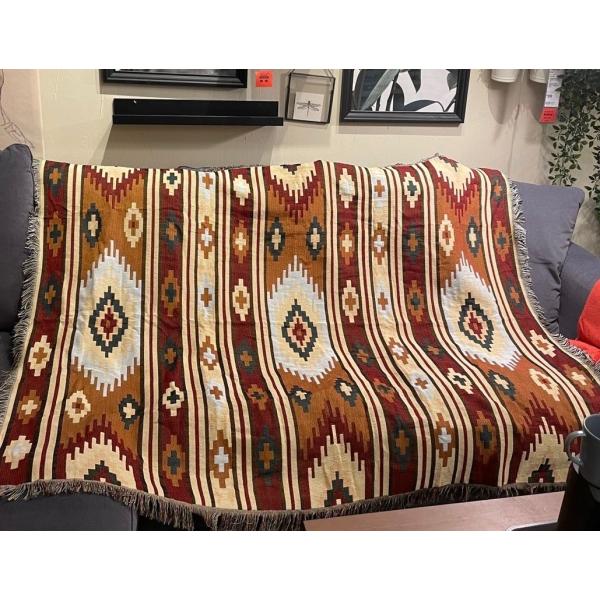 モロッカンラグ 青×白 キャンプ ブランケット ラグマット エスニック 北欧  130×160cmcm