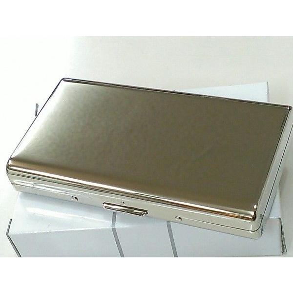 「鏡面シルバー　コンパクトシガレットケース」ロング対応14本全面シルバー鏡面仕上げの大変美しいシガレットケースです。ステンレス素材で扱いやすいコンパクトサイズです。女性にもお勧めな逸品♪いかがでしょうか？■サイズ：103×62×18mm　1...