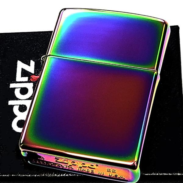 ZIPPO ライター レインボー ジッポ スペクトラム 無地 虹色 PVDチタンコーティング シンプル 鏡面 かっこいい 定番 おしゃれ メンズ ギフト