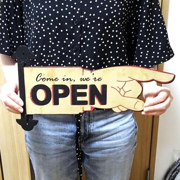 看板 アンティーク オープン クローズ プレート ハンドサイン