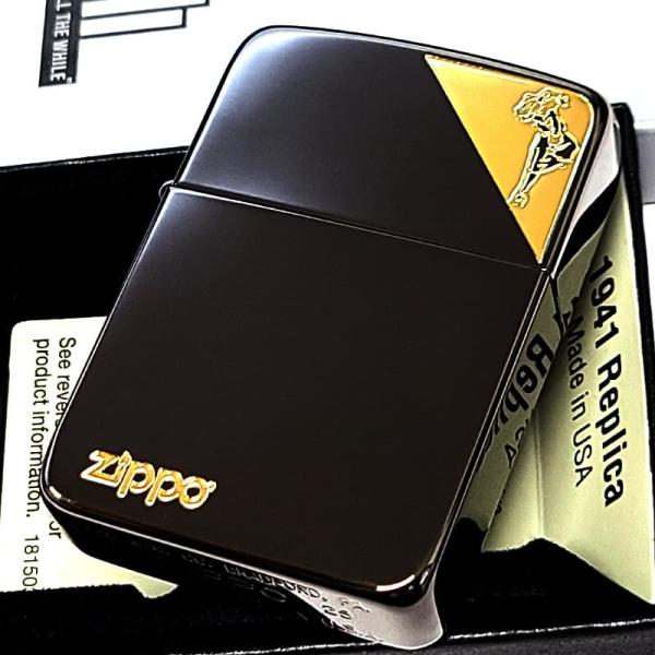ZIPPO 2010年　ゴールド ブラック 彫刻デザイン 未使用 限定 ケース付 ZIPPO（ジッポー） ライター 1941 復刻レプリカ ウィンディー ジッポ