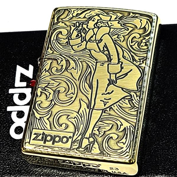 「American classic Windy ZIPPO」古くから多くのZIPPOファンに愛され続けるレトロモチーフ「ウィンディ」モデルzippoライター。繊細なアラベスク模様の中にウインディが彫刻デザインされています。イブシ加工によりク...