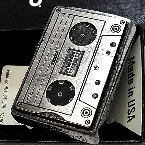 ZIPPO カセットテープデザイン ZIPPO ジッポ ライター カセットテープ ギミックメタル 面白い