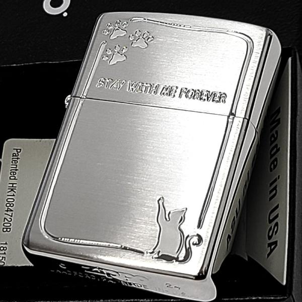 ZIPPO（ジッポー） ライター ネコ かわいい サテンシルバー ジッポ