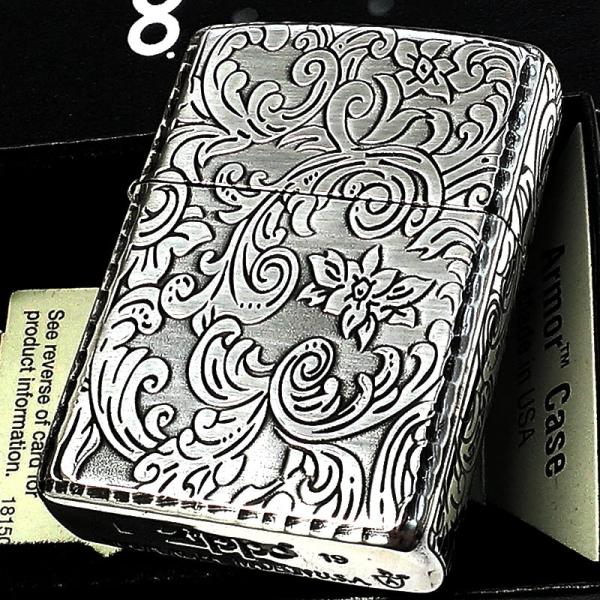 ZIPPO 特価品 アーマー 5面 アラベスク シルバー 銀イブシ