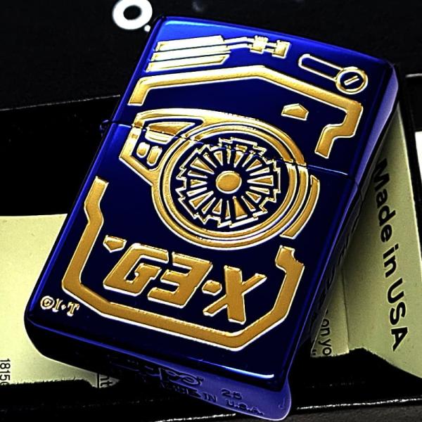 ZIPPO ライター かっこいい 仮面ライダー アギト G3-X イオンブルー ゴールド ジッポ 彫刻 特撮