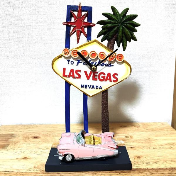 アメリカン レトロ 置時計 LAS VEGAS ビンテージ おしゃれ ラスベガス