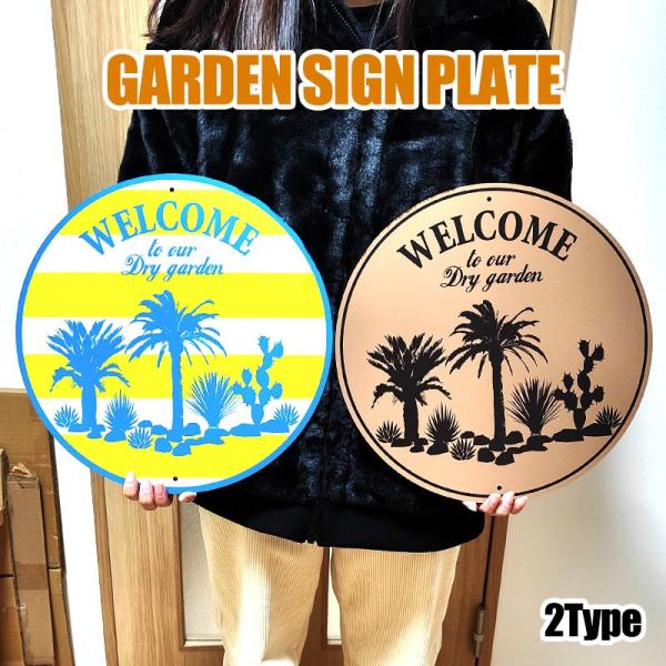 WELCOME アメリカ国旗 小鳥 円形木製サイン hayamipro_garden-welcome-round