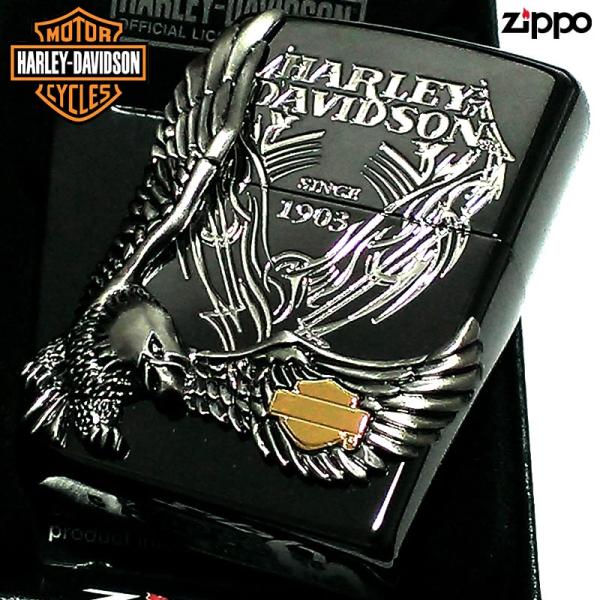 ZIPPO ライター ハーレーダビッドソン ジッポ イオンブラック 銀 