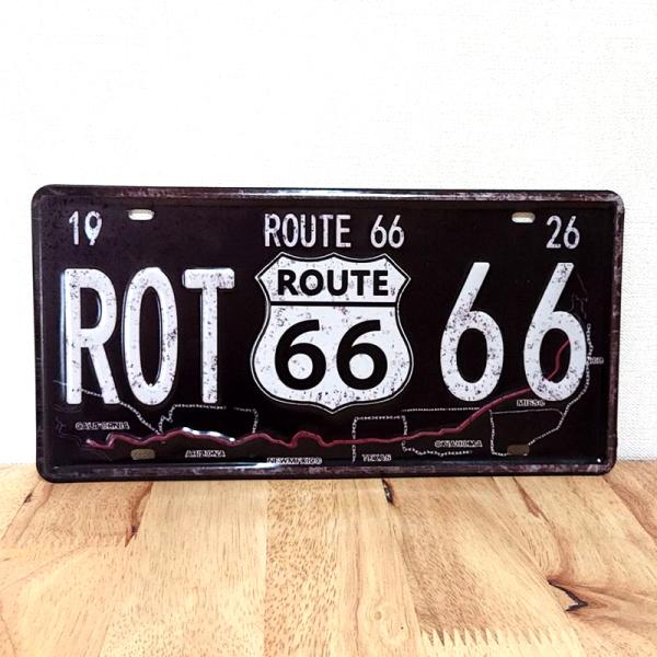 「ブリキ看板 ”ROUTE 66 Sign Map”」ルート66デザインのレトロでおしゃれなブリキ看板です。お店の飾りにもいかがでしょうか？表面はアンティーク感あるビンテージ加工。傷やサビのデザインが良い味を出しています。これこそオールドア...