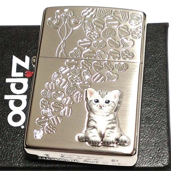 ZIPPO（ジッポー） ライター ネコ kitten herart ash gray シルバー