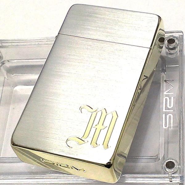 ガスライター SAROME 訳あり特価 イニシャルM ターボ シルバー SRM 10 