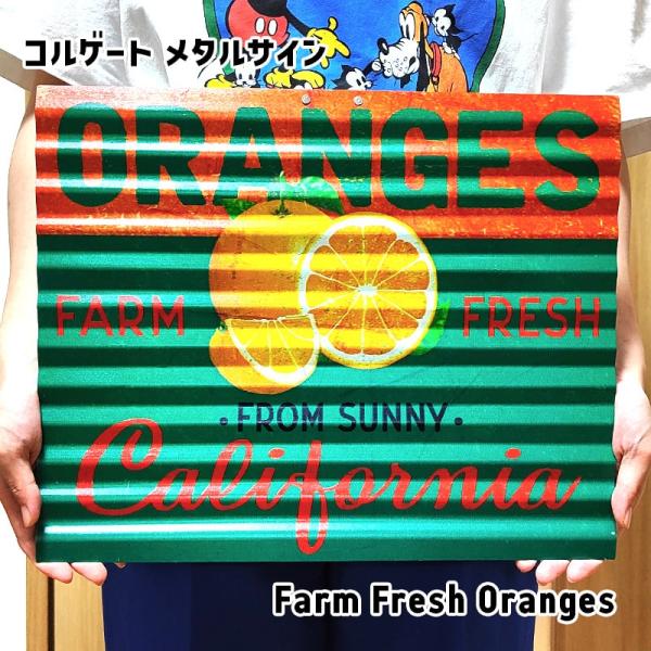アメリカン レトロ ブリキ看板 オレンジ おしゃれ コルゲート メタル
