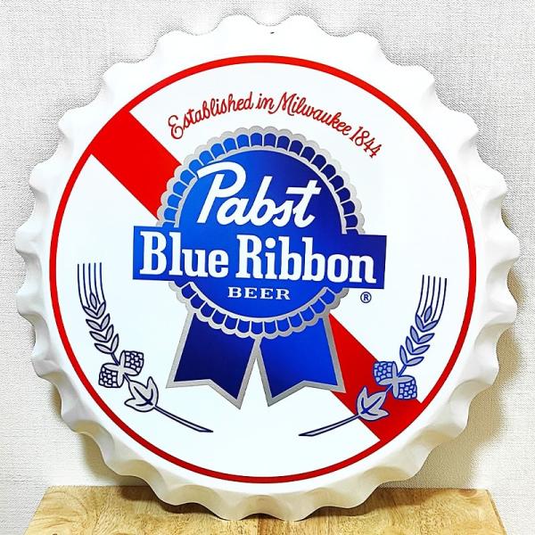 アメリカン レトロ ブリキ看板 Pabst Blue Ribbon ボトルキャップ
