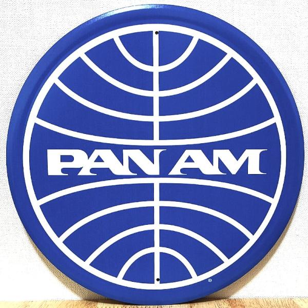 アメリカン レトロ ブリキ看板 パンナム ラウンドメタルサイン