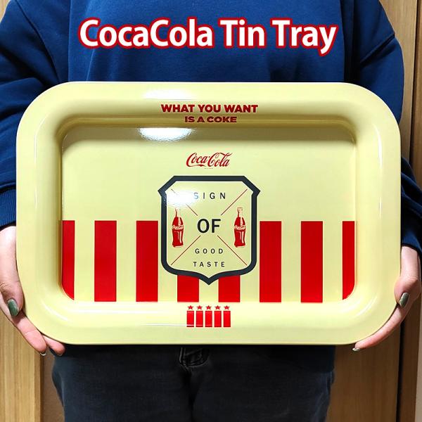 お盆 コカ・コーラ ロゴ レクタングル ティントレイ プレート アメリカン おしゃれ Coca Cola キッチン 雑貨 レッド インテリア