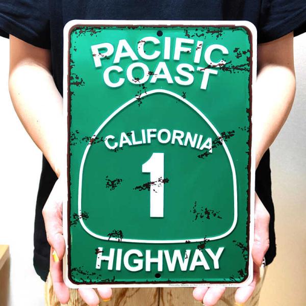 アメリカン レトロ ブリキ看板 PACIFIC COAST HIGHWAY カルフォルニア