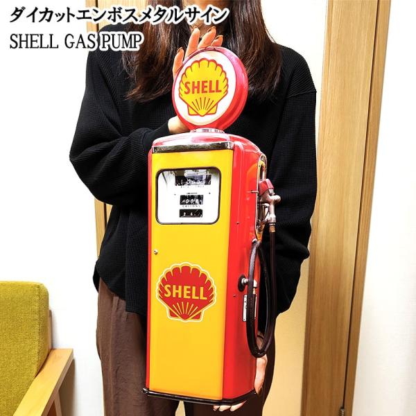 BIG ダイカット エンボスメタルサイン ガスポンプ GULF 看板