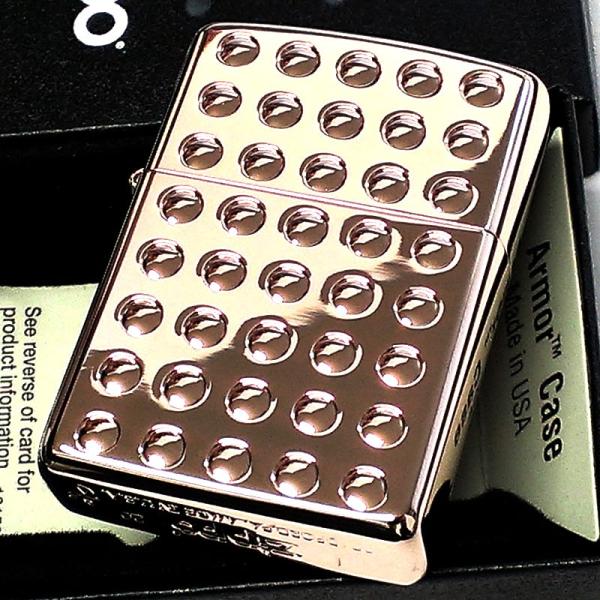ZIPPO ライター アーマー ジッポ シャインレンズカット 両面加工 重厚 ピンクゴールド おしゃれ メンズ ギフト