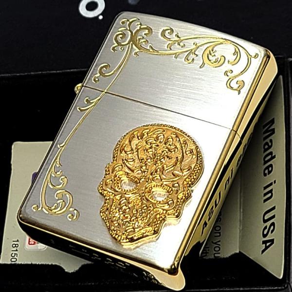 ZIPPO（ジッポー） スカル アラベスク シルバー＆ゴールド 廃盤 ジッポ