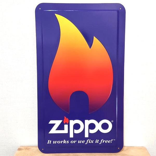 アメリカン レトロ ブリキ看板 ZIPPO 珍しい エンボスメタルサイン