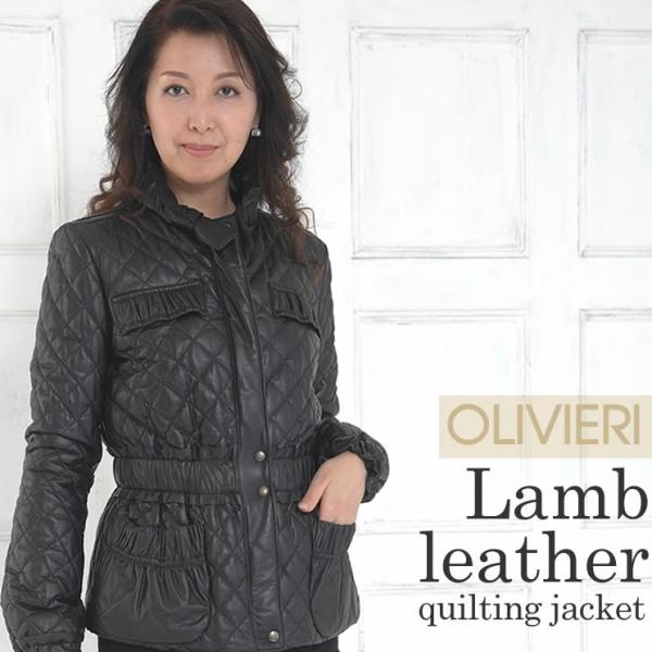 高級 OLIVIERI ラムレザー ライダース　レザージャケット ブラック　本革 レザージャケット イタリア製 ラム レザー ショート ジャケット 本革