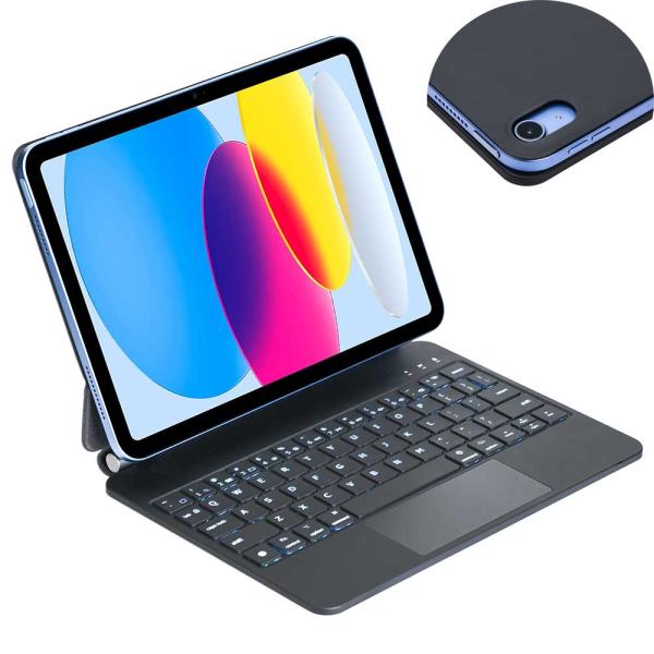 アイパッド iPad A16 / 第10世代 用 キーボード付ケース マジックキーボード仕様 ローマ字入力 タッチパッド搭載 RGB 7色バックライト 磁気吸着 ワイヤレス