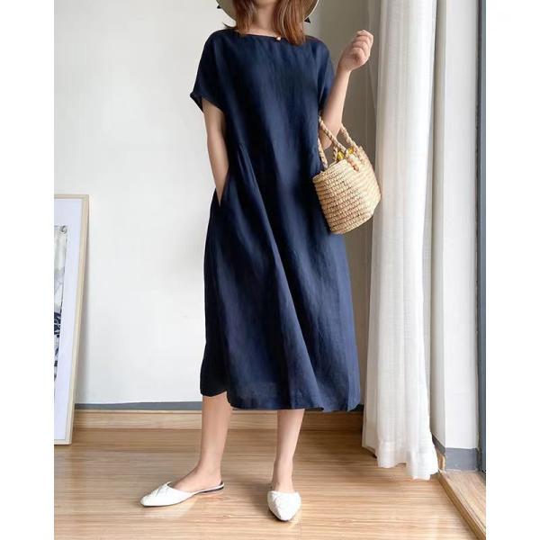 ワンピース ロング丈ワンピース 半袖 リネンワンピース ナチュラル 夏ワンピース ワンピース 綿麻 麻 リネン ワンピ  春夏
