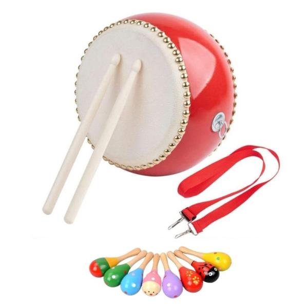 【サイズ】・6インチ：太鼓：直径約20cm*高さ約15cm・ストラップ：55cm-110cmまで調整可能・マラカス：長さ約12cm【セット内容】・太鼓×1・バチ×2・ストラップ×1・マラカス×1※マラカスはランダムで出荷します。色のご指定は...