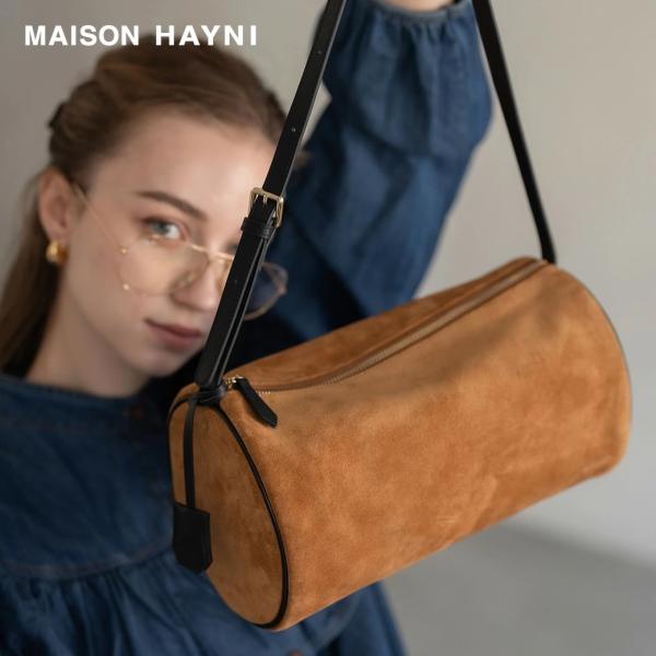 本革 ワンハンドルバッグ スエード レディース「Saoriさん&amp;MAISON HAYNIコラボ Calmea maron カルメマロン」ショルダーバッグ ブランド HAYNI コラボ