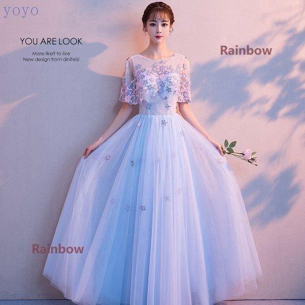 新作ウェディングドレス 二次会 結婚式 花嫁 パーティードレス ワンピース チュールスカート ふわふわ チュチュ 花柄 卒業式 披露宴
