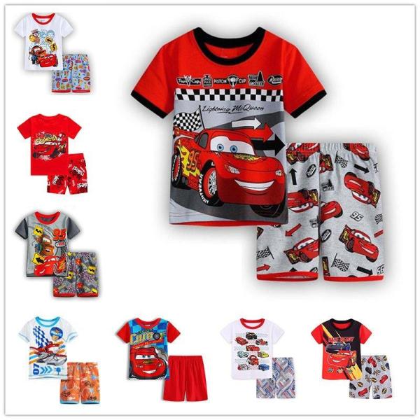 プリントキッズ 子供服 ジュニア 上下セットルームウェア パジャマ 半袖&amp;短パンカーズ90cm?130cm 春夏 薄手綿