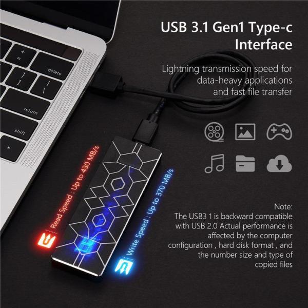 ポータブル500G-30TB外付けSSDソリッドステートドライブ 外付けハードドライブ TypeC USB3.1 コンパクト シルバー