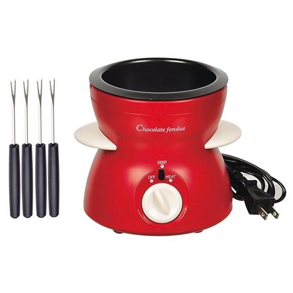 パール金属 リトルリッチ 電気 チョコレートフォンデュ フォーク4本付 レッド D311