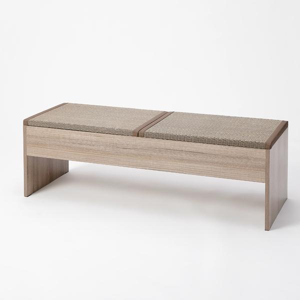 大島屋 畳収納付きベンチ 120×43×39cm グレー×い草ブラウン