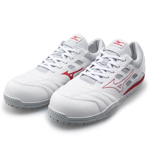 オールマイティ ミズノ ワークシューズ 28cm ホワイト×レッド TDII 11