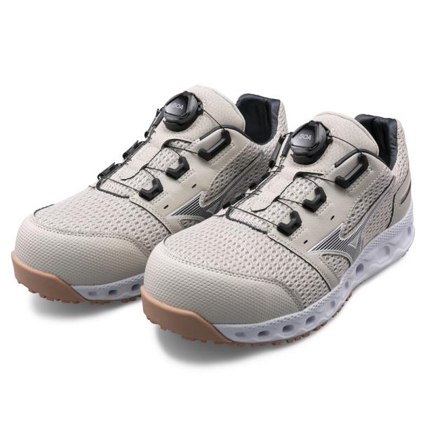 オールマイティ ワークシューズ 27cm ベージュ×ダークグレー VH 51L BOA F1GA230649270 ミズノ [メンズ 男性 ワーキング スニーカー ローカット ダイヤル靴 軽量] オールマイティ ミズノ ワークシューズ 27cm ベージュ×ダークグレー VH
