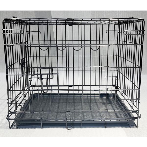 折り畳みケージ S ブラック  (ゲージ サークル ペット用ハウス ハンドル付き 犬用品 黒 森光商店)●小型犬用の折りたたみゲージです。●入口が前面と側面の2ヵ所あるので便利です。●底面トレーは取り外しができて、丸洗い可能です。●2ヵ所ハ...