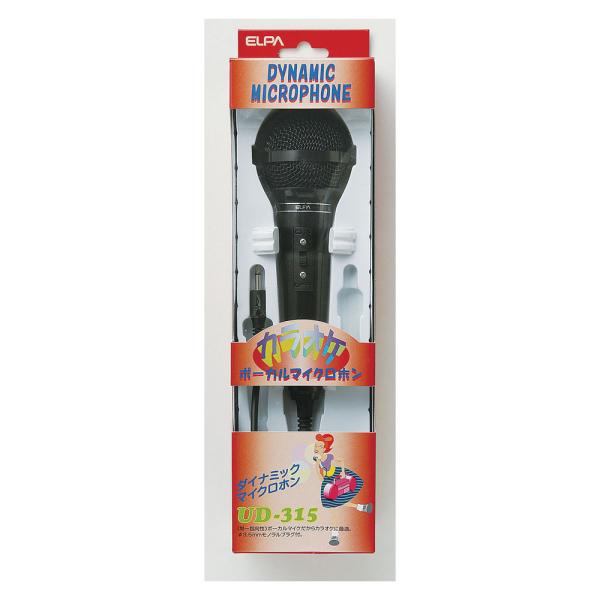 他サイト： ダイナミックマイクロホン 3.5φ ミニプラグ付コード 3m ブラック UD-315(BK) (ボーカル マイク AV機器 家電 周辺機器 黒 エルパ ELPA)(ポイント利用)の商品画像