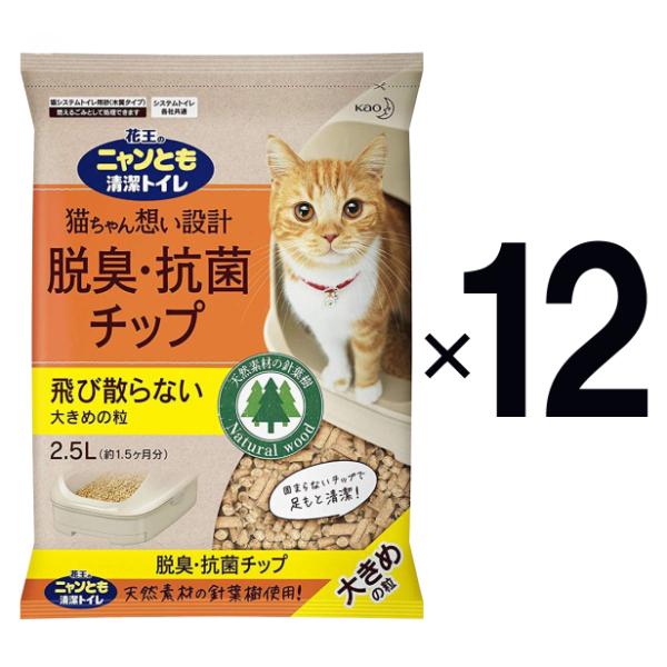 ニャンとも清潔トイレ 脱臭・抗菌チップ 大きめの粒 (2.5L×6個入)×2箱 花王