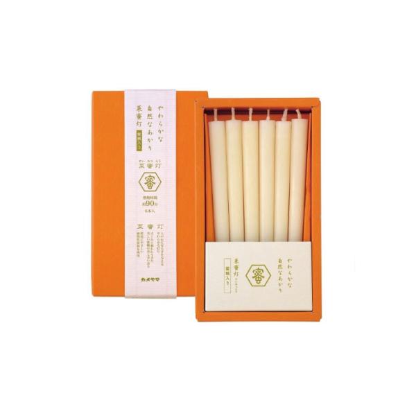 カメヤマ菜蜜灯 和ローソク 90 M0301050 (高級 ロウソク ろうそく 蝋燭 仏壇 お供え カメヤマ)●希少な蜜蝋と植物性原料を配合した、天然の生成り色が美しい高級ローソク「菜蜜灯」。●香料・着色料は一切使用しておらず、スス（油煙）...