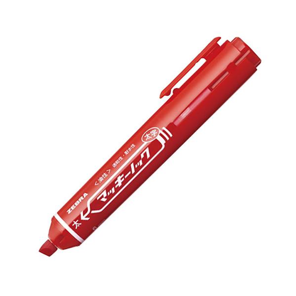 マッキーノック 太字 レッド 日本製 P-YYSB6-R (油性マーカー サインペン ノック式 キャップレス 速乾性 耐水性 赤 ZEBRA)●スリムなキャップレス、マッキーノック細字。●キャップレスで片手でノックしてすぐに書けるので、楽に...