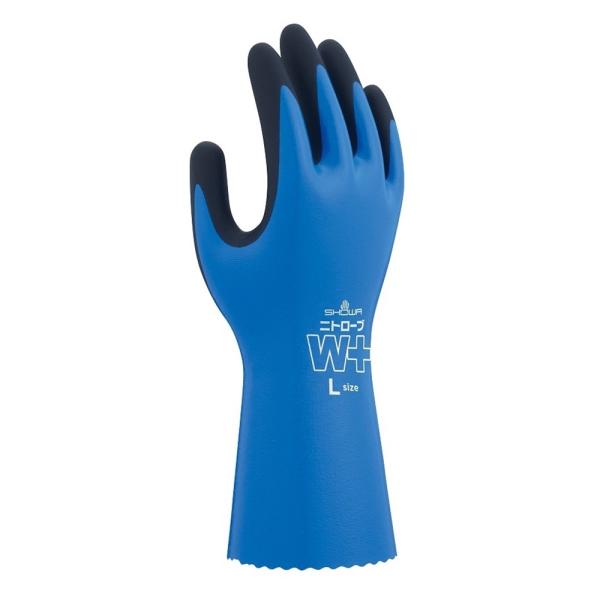 他サイト： ニトローブ W＋ 右手2本 ブルー S 378PLUS (右手用 ゴム手袋 作業手袋 フィット感 防水 水産 耐油 青  ショーワグローブ)(ポイント利用)の商品画像